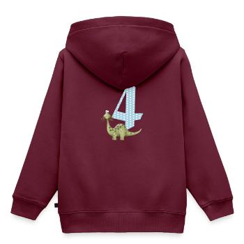 Geburtstag Zahl 4 Dino Dinosaurier Junge - Kinder Premium Organic Hoodie - Burgunderrot - Hinten - AI Model Kid Female (0cm)