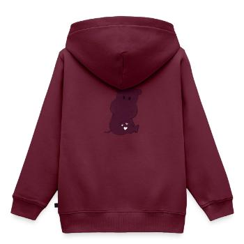Hippo - Kinder Premium Organic Hoodie - Burgunderrot - Hinten - AI Model Kid Female (0cm)