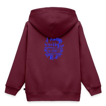 Ich trage immer einen steifen Stab dabei - Kinder Premium Organic Hoodie - Burgunderrot - Hinten - AI Model Kid Female (0cm)