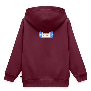 Press Start - Kinder Premium Organic Hoodie - Burgunderrot - Hinten - AI Model Kid Female (0cm)