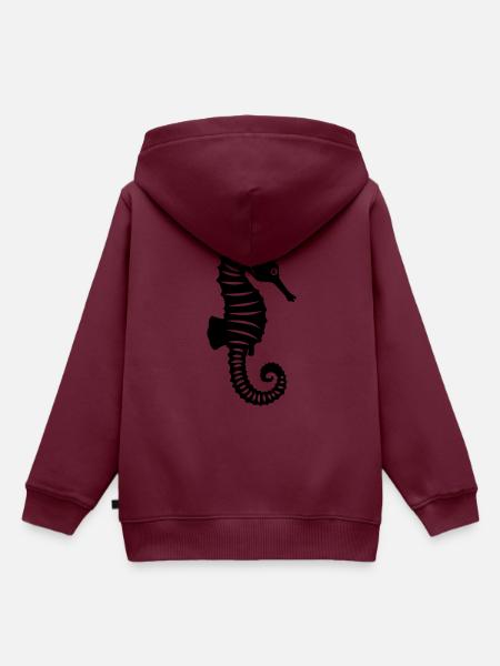 Seepferd tier - Kinder Premium Organic Hoodie - Burgunderrot