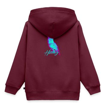 Hedwig Owl - Kinder Premium Organic Hoodie - Burgunderrot - Hinten - AI Model Kid Female (0cm)