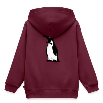 Pinguin Motiv - Kinder Premium Organic Hoodie - Burgunderrot - Hinten - AI Model Kid Female (0cm)