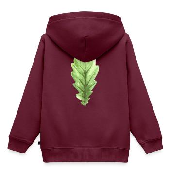 Blatt einer Eiche - Kinder Premium Organic Hoodie - Burgunderrot - Hinten - AI Model Kid Female (0cm)