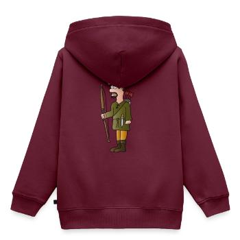 Bogenschütze Robin - Kinder Premium Organic Hoodie - Burgunderrot - Hinten - AI Model Kid Female (0cm)