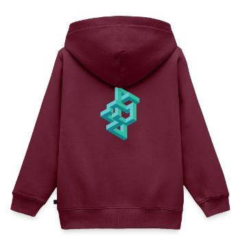 Illusion Optische Täuschung - Kinder Premium Organic Hoodie - Burgunderrot - Hinten - AI Model Kid Female (0cm)