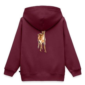 Nette Hand gezeichnete Rotwild - Kinder Premium Organic Hoodie - Burgunderrot - Hinten - AI Model Kid Female (0cm)