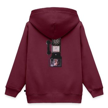altes münztelefon wandtelefon - Kinder Premium Organic Hoodie - Burgunderrot - Hinten - AI Model Kid Female (0cm)