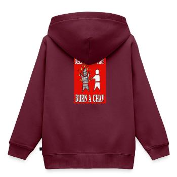 BRENNEN SIE EINEN CHAV - Kinder Premium Organic Hoodie - Burgunderrot - Hinten - AI Model Kid Female (0cm)