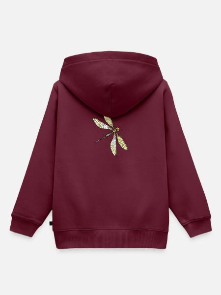 Libelle - Kinder Premium Organic Hoodie - Burgunderrot