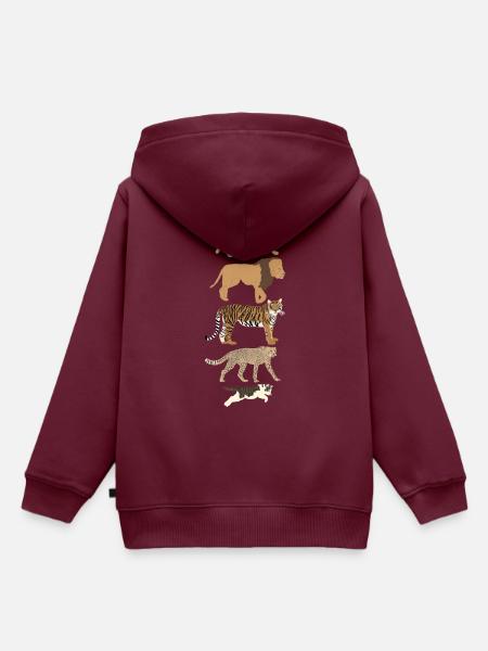 Evolution Katze Löwe Gepard Senkrecht mehrfarbig - Kinder Premium Organic Hoodie - Burgunderrot
