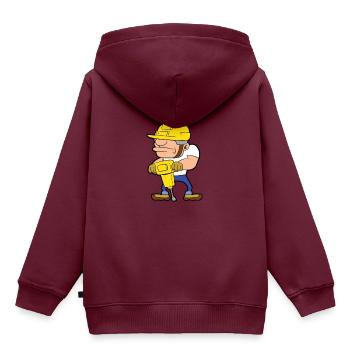 Bauarbeiter Baustelle Bauen Bau Presslufthammer - Kinder Premium Organic Hoodie - Burgunderrot - Hinten - AI Model Kid Female (0cm)