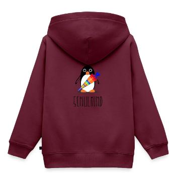 Endlich Schulkind - Kinder Premium Organic Hoodie - Burgunderrot - Hinten - AI Model Kid Female (0cm)