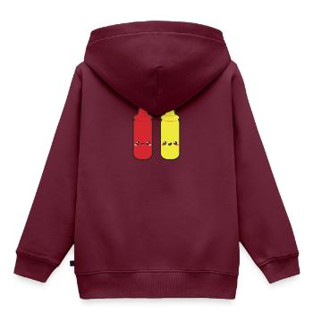 Niedliches Ketchup und Senf - Kinder Premium Organic Hoodie - Burgunderrot - Hinten - AI Model Kid Female (0cm)