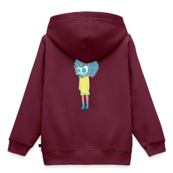 sloan bird girl - Kinder Premium Organic Hoodie - Burgunderrot - Hinten - AI Model Kid Female (0cm)
