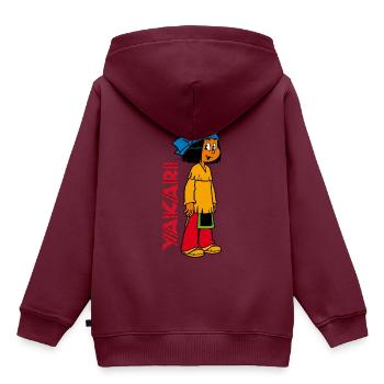 Yakari gespannt - Kinder Premium Organic Hoodie - Burgunderrot - Hinten - AI Model Kid Female (0cm)
