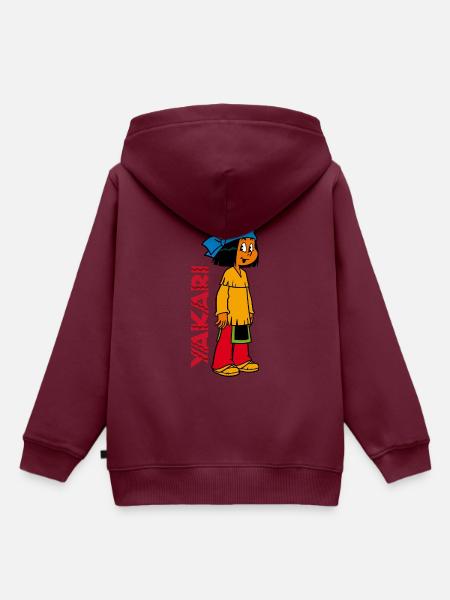 Yakari gespannt - Kinder Premium Organic Hoodie - Burgunderrot