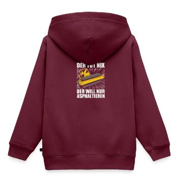 Der tut nix Straßenbauer Straßenwärter Asphaltbau - Kinder Premium Organic Hoodie - Burgunderrot - Hinten - AI Model Kid Female (0cm)