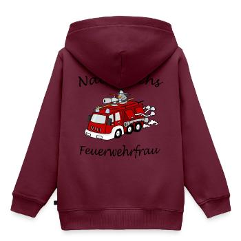 Bald bist auch du eine Feuerwehrfrau! - Kinder Premium Organic Hoodie - Burgunderrot - Hinten - AI Model Kid Female (0cm)
