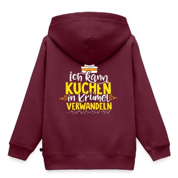 Ich kann Kuchen in Krümel verwandeln. - Kinder Premium Organic Hoodie - Burgunderrot - Hinten - AI Model Kid Female (0cm)