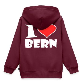 Bern - Kinder Premium Organic Hoodie - Burgunderrot - Hinten - AI Model Kid Female (0cm)