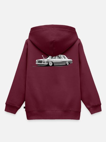 Retro Benz W115, Strichacht - Kinder Premium Organic Hoodie - Burgunderrot