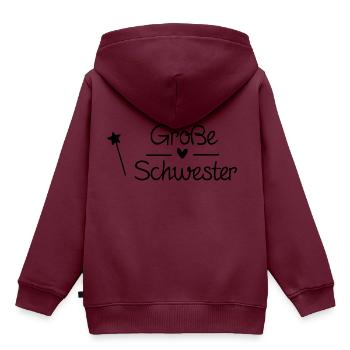 Große Schwester - Kinder Premium Organic Hoodie - Burgunderrot - Hinten - AI Model Kid Female (0cm)