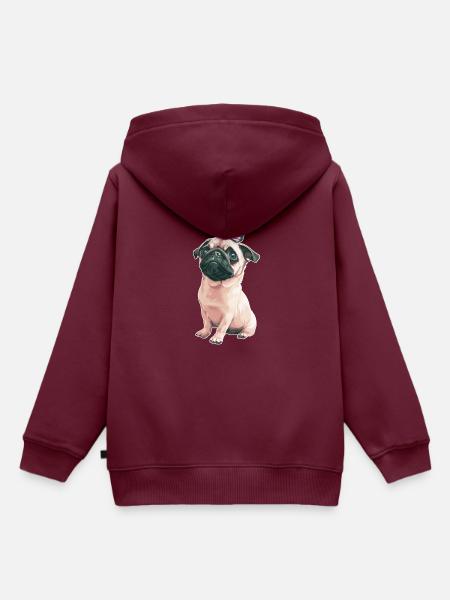 Mops mit Schmetterling - Kinder Premium Organic Hoodie - Burgunderrot