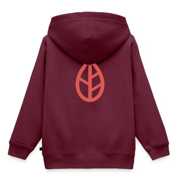 Macaroni - leaf - Kinder Premium Organic Hoodie - Burgunderrot - Hinten - AI Model Kid Female (0cm)