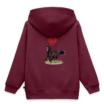 I love horses - Ich liebe Pferde - Kinder Premium Organic Hoodie - Burgunderrot - Hinten - AI Model Kid Female (0cm)