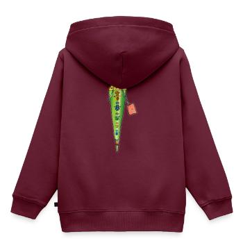 Hurra Schulbeginn - Kinder Premium Organic Hoodie - Burgunderrot - Hinten - AI Model Kid Female (0cm)