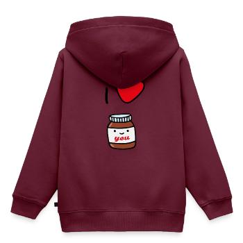 I love you: Schokoaufstrich - Kinder Premium Organic Hoodie - Burgunderrot - Hinten - AI Model Kid Female (0cm)