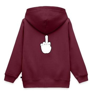 Hand middle finger | BP | Black/White - Kinder Premium Organic Hoodie - Burgunderrot - Hinten - AI Model Kid Female (0cm)