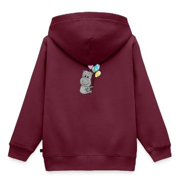 Hippo - Kinder Premium Organic Hoodie - Burgunderrot - Hinten - AI Model Kid Female (0cm)