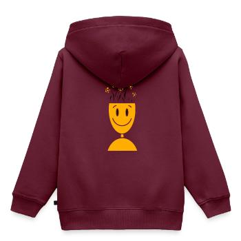 Freude - Kinder Premium Organic Hoodie - Burgunderrot - Hinten - AI Model Kid Female (0cm)
