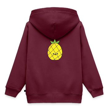 Ananas - Kinder Premium Organic Hoodie - Burgunderrot - Hinten - AI Model Kid Female (0cm)
