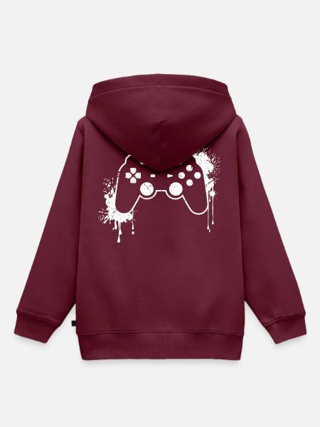 CONTROLLER RETRO in weiß - Kinder Premium Organic Hoodie - Burgunderrot