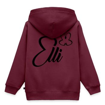 elli Schmetterling - Kinder Premium Organic Hoodie - Burgunderrot - Hinten - AI Model Kid Female (0cm)
