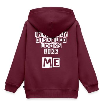 Unsichtbar Behinderte Weiß - Kinder Premium Organic Hoodie - Burgunderrot - Hinten - AI Model Kid Female (0cm)