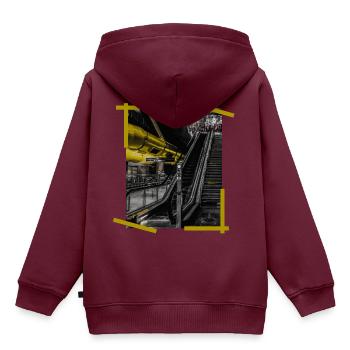 Bahnhof Poster - Kinder Premium Organic Hoodie - Burgunderrot - Hinten - AI Model Kid Female (0cm)