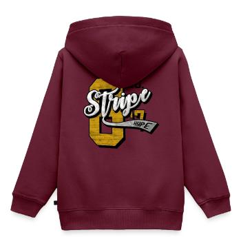 Stripe Hype - Kinder Premium Organic Hoodie - Burgunderrot - Hinten - AI Model Kid Female (0cm)