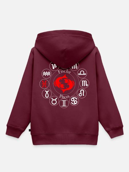Sternzeichen Fische - Kinder Premium Organic Hoodie - Burgunderrot
