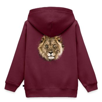 Tinten Löwengesicht - Kinder Premium Organic Hoodie - Burgunderrot - Hinten - AI Model Kid Female (0cm)