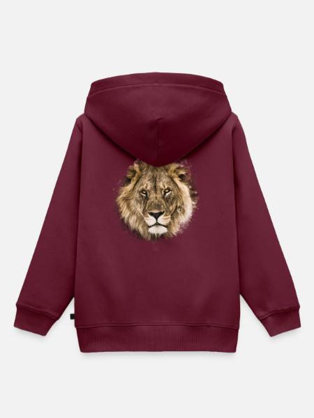 Tinten Löwengesicht - Kinder Premium Organic Hoodie - Burgunderrot