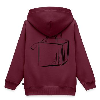 Illustrierte Einkaufstasche, Shopping, Einkaufen - Kinder Premium Organic Hoodie - Burgunderrot - Hinten - AI Model Kid Female (0cm)