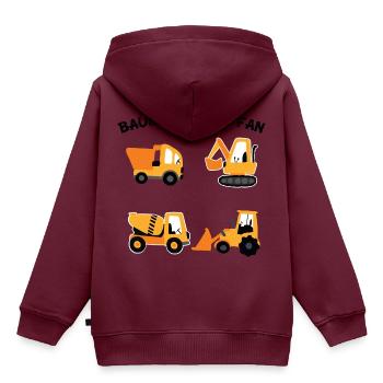 Baumaschinen Fan - Baumaschinen Fahrzeuge - Bagger - Kinder Premium Organic Hoodie - Burgunderrot - Hinten - AI Model Kid Female (0cm)