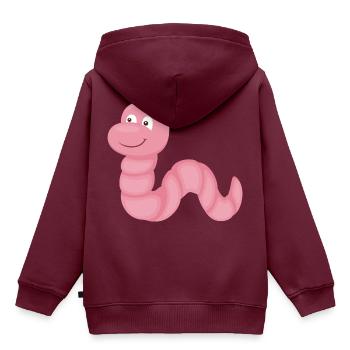 Regenwurm - Kinder Premium Organic Hoodie - Burgunderrot - Hinten - AI Model Kid Female (0cm)