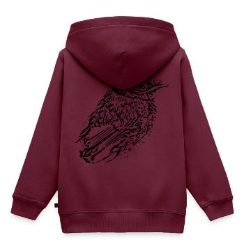 Vogel - Kinder Premium Organic Hoodie - Burgunderrot - Hinten - AI Model Kid Female (0cm)