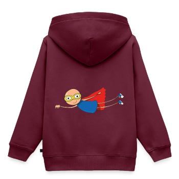 SUPERHELD - Kinder Premium Organic Hoodie - Burgunderrot - Hinten - AI Model Kid Female (0cm)