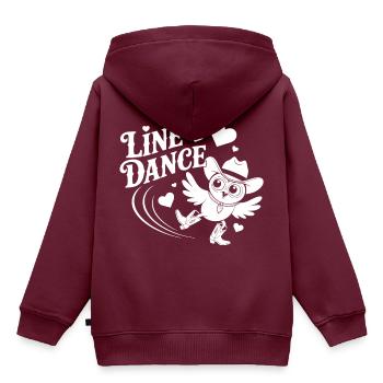Line Dance Eule lustige Eule mit Stetson und Boots - Kinder Premium Organic Hoodie - Burgunderrot - Hinten - AI Model Kid Female (0cm)